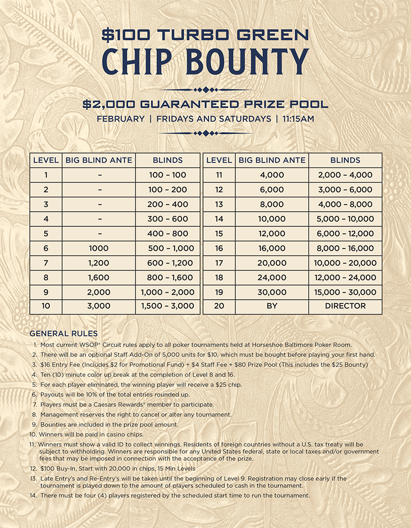 Maryland Live Poker Room Tournament Schedule